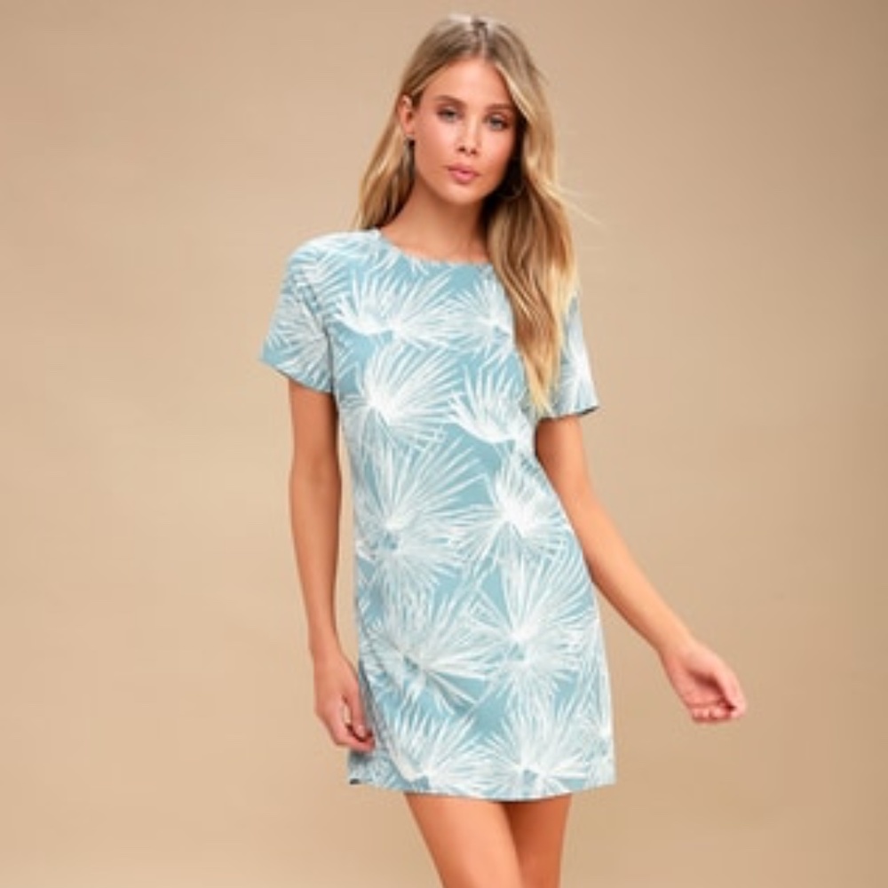 LULU'S Cancun Calling Dusty Sage Print Shift Dress